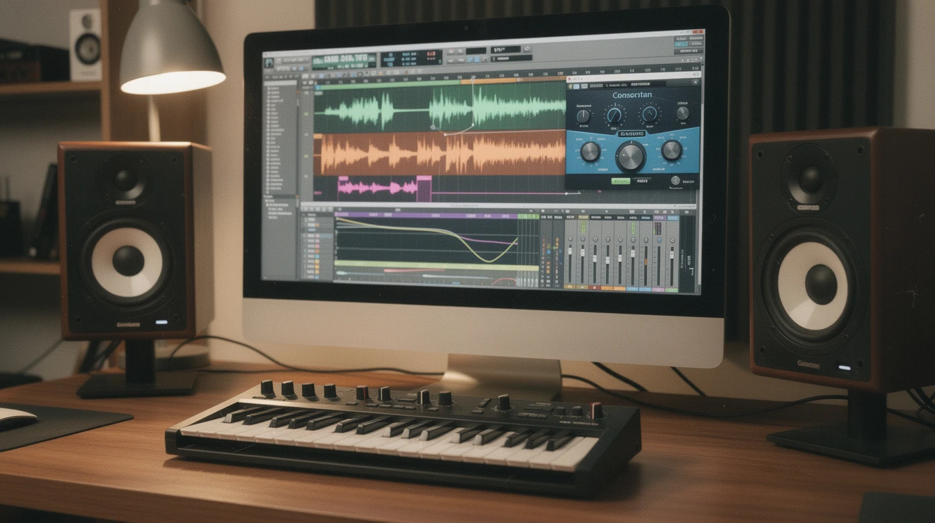 Kompressor-plugin med sidechain-routing i DAW